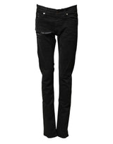 Karl Lagerfeld Black Tattered Men Skinny Denim Trouser Jeans