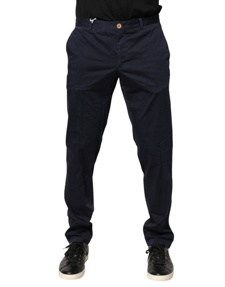 Domenico Tagliente Navy Blue Skinny Chino Mid Waist Men Pants