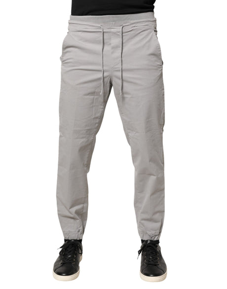 Dondup Light Gray Cotton Mid Waist Skinny Men Jogger Trouser Pants