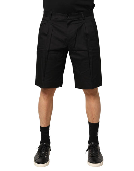 Dolce & Gabbana Black Cotton Stretch Mid Wasit Bermuda Shorts