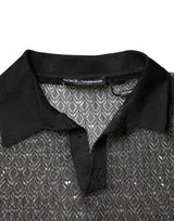 Dolce & Gabbana Black Sheer Short Sleeves Casual Polo  Top