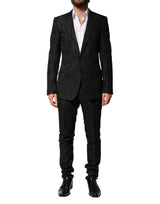 Dolce & Gabbana Black Brocade Single Breasted 2 Piece Suit