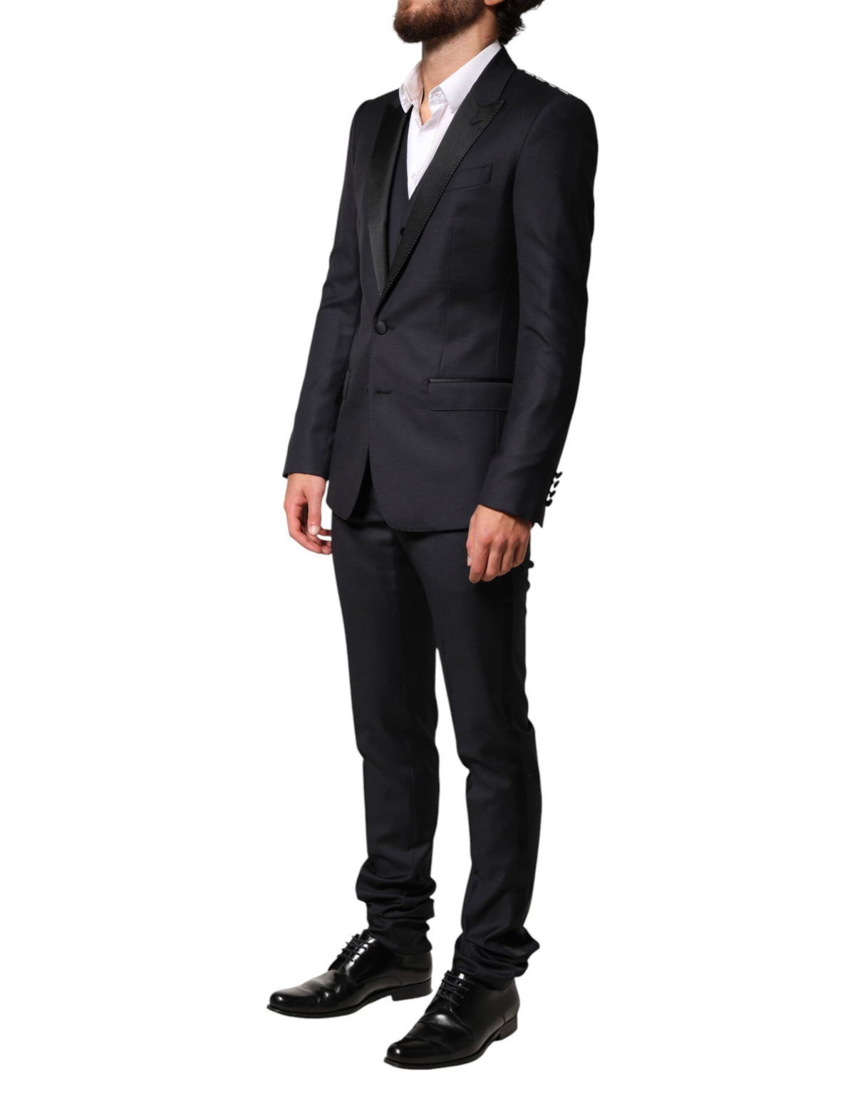 Dolce & Gabbana Black Wool Single Breasted 3 Piece Men Suit