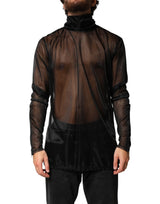 Dolce & Gabbana Black Sheer Long Sleeves Turtleneck Top