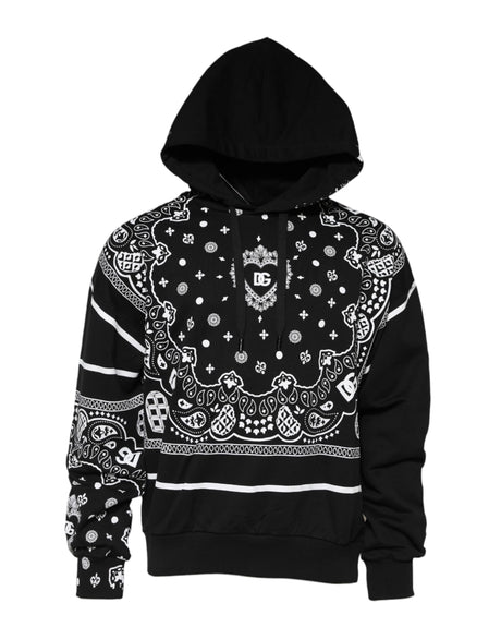 Dolce & Gabbana Black Bandana Hooded Men Sweatshirt Sweater