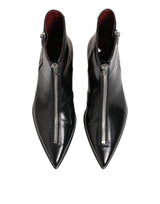 Dolce & Gabbana Black Leather Chelsea Short Ankle Boots Shoes