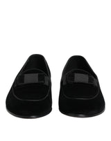 Dolce & Gabbana Black Velvet Slip On Loafers Formal Men Shoes