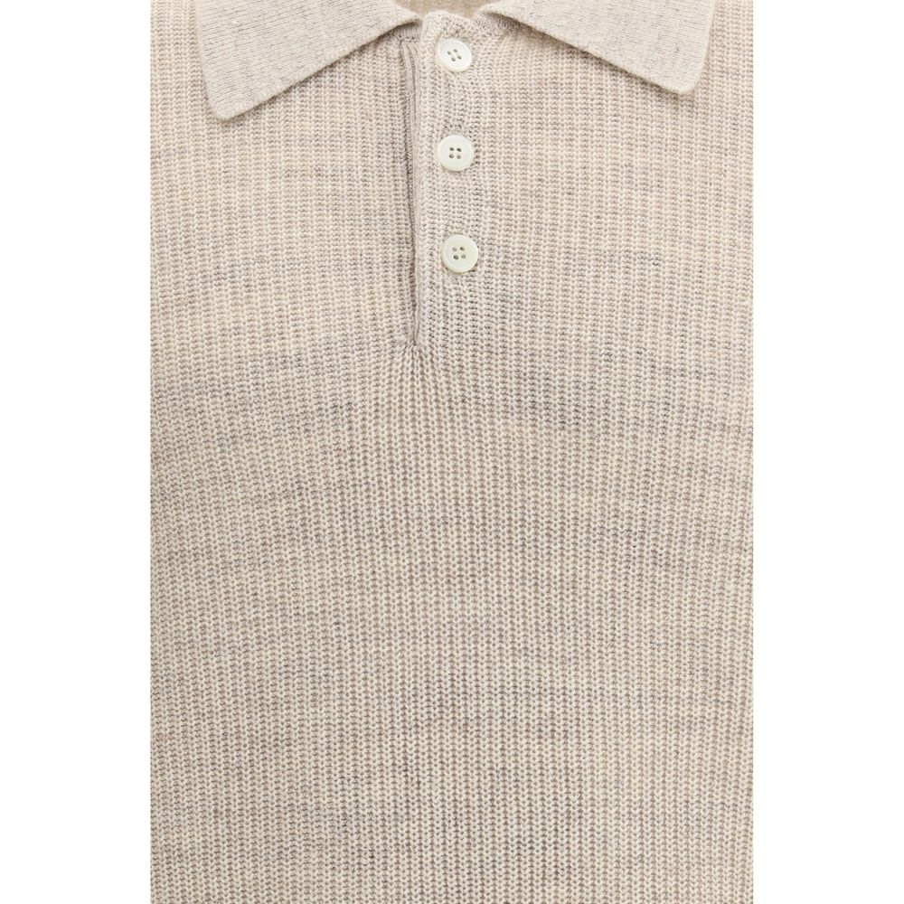 Brunello Cucinelli Beige Cotton Polo Shirt