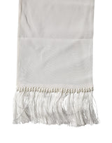 Dolce & Gabbana White Silk Fringes Neck Wrap Foulard Scarf