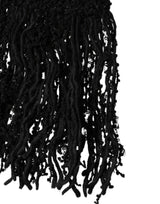 Dolce & Gabbana Black Wool Fringes Neck Wrap Foulard Scarf