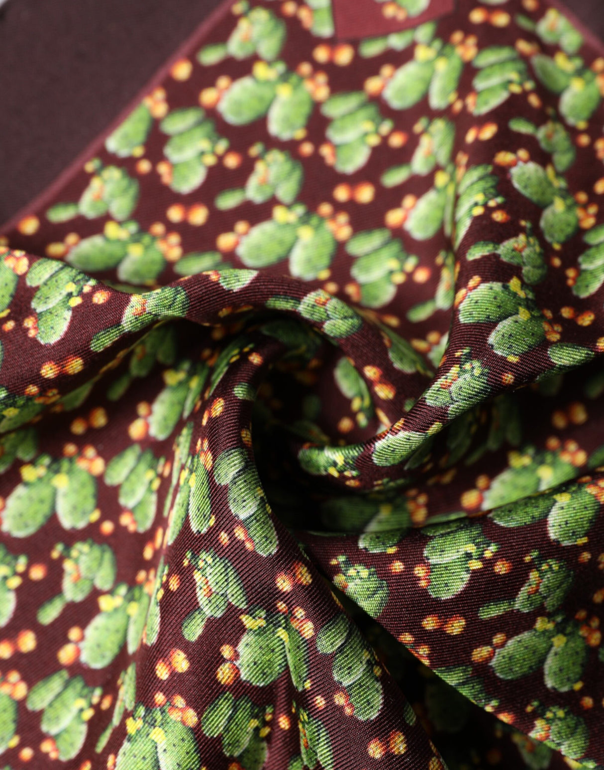 Dolce & Gabbana Brown Cactus Print Square Handkerchief Scarf