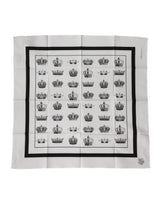 Dolce & Gabbana White Crown Cotton Square Foulard Scarf