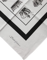 Dolce & Gabbana White Crown Cotton Square Foulard Scarf
