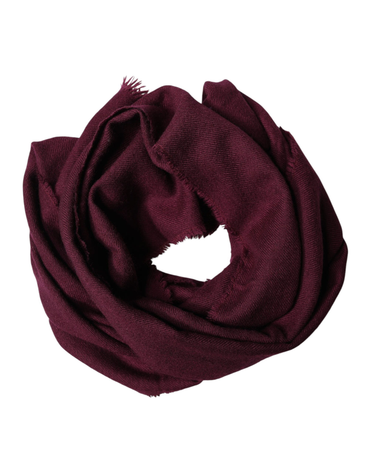 Dolce & Gabbana Maroon Cashmere Fringes Neck Wrap Shawl Scarf