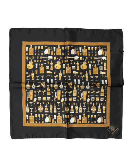 Dolce & Gabbana Black Jazz Club Square Handkerchief Scarf