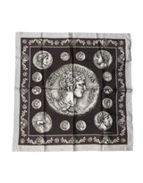 Dolce & Gabbana Brown Roman Coin Print Silk Square Foulard Scarf