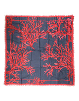 Dolce & Gabbana Blue Red Coral Print Square Foulard Men Scarf