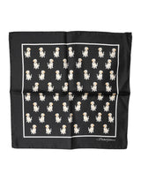 Dolce & Gabbana Black Dog Print Square Handkerchief Scarf