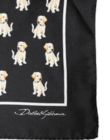 Dolce & Gabbana Black Dog Print Square Handkerchief Scarf
