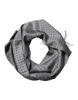 Dolce & Gabbana Gray Patterned Fringes Neck Foulard Scarf
