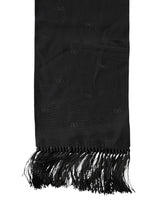 Dolce & Gabbana Black Logo Silk Fringes Neck Foulard Scarf