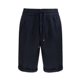Brunello Cucinelli Blue Linen Bermuda Shorts