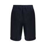 Brunello Cucinelli Blue Linen Bermuda Shorts