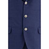 Brunello Cucinelli Blue Fleece Wool Two-Piece Suit