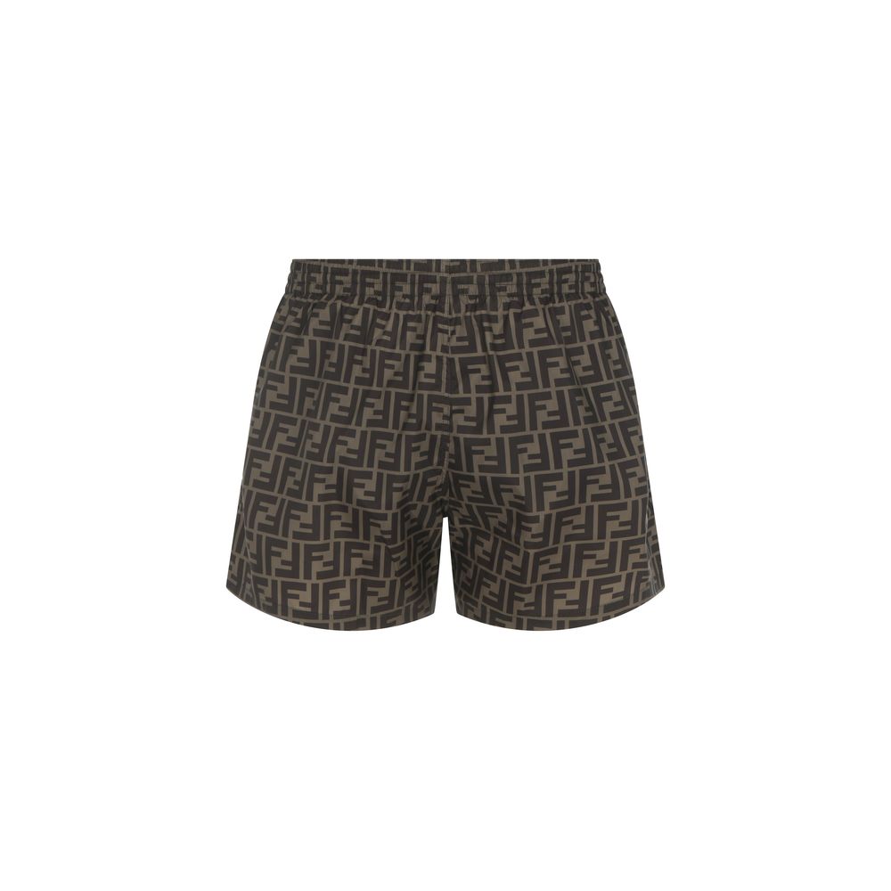 Fendi Brown Polyester Swim Shorts