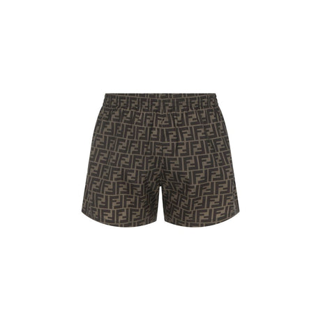 Fendi Brown Polyester Swim Shorts