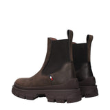 Moncler Brown Leather Ankle Boots