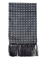 Dolce & Gabbana Blue Patterned Fringes Neck Foulard Scarf