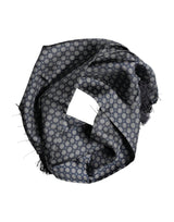 Dolce & Gabbana Blue Patterned Fringes Neck Foulard Scarf