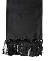 Dolce & Gabbana Black Silk Fringes Neck Wrap Foulard Scarf
