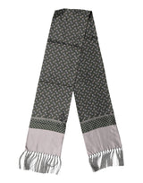 Dolce & Gabbana Gray Patterned Fringes Neck Foulard Scarf