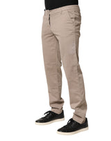 U.S. POLO ASSN. Beige Cotton Stretch Straight Mid Waist Trouser Pants