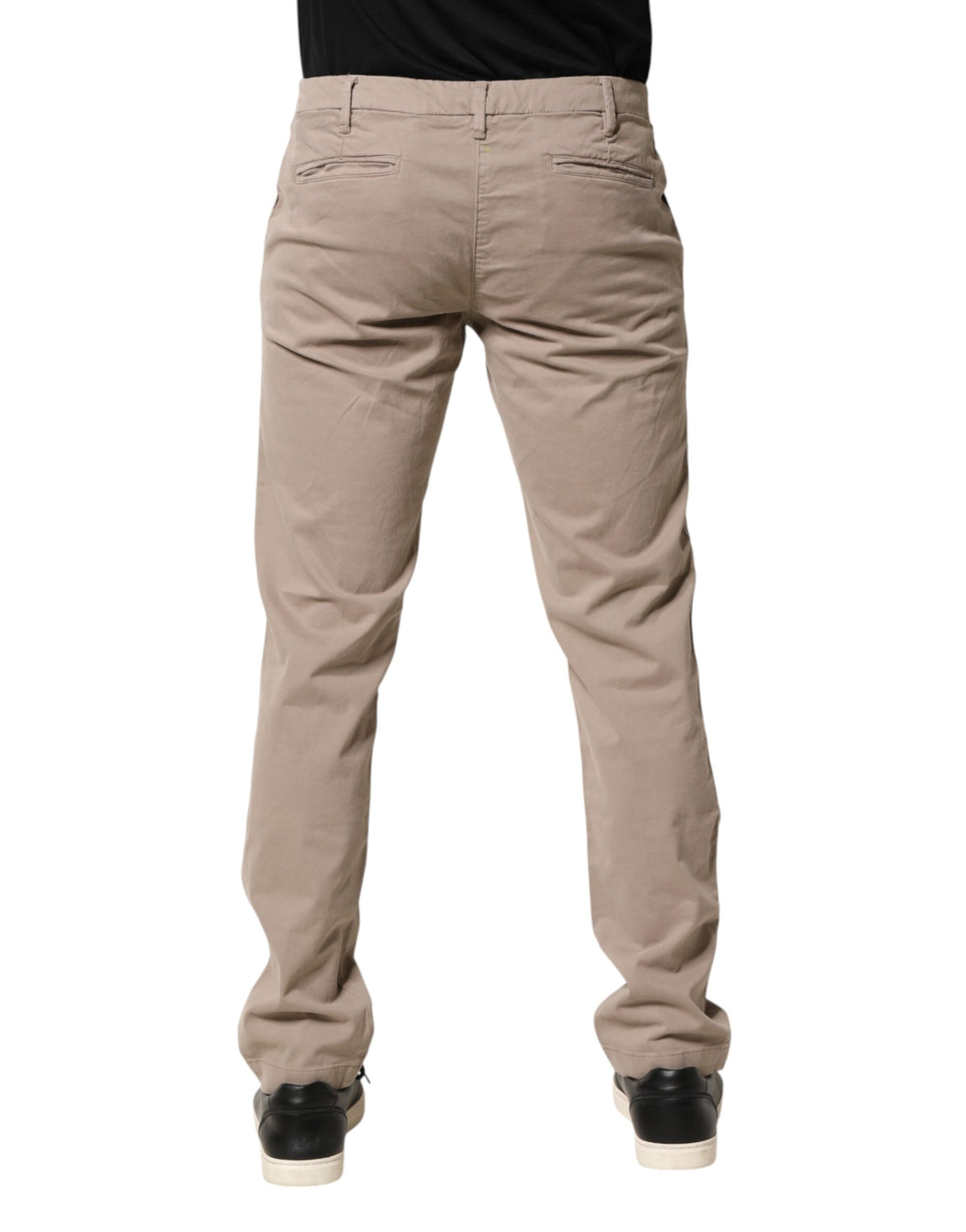 U.S. POLO ASSN. Beige Cotton Stretch Straight Mid Waist Trouser Pants