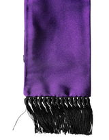 Dolce & Gabbana Violet Silk Fringes Neck Wrap Foulard Scarf