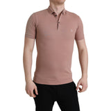 Dolce & Gabbana Pink Collared Short Sleeve Crown Men Polo T-shirt