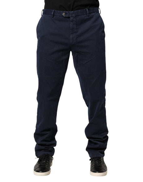 Santaniello Dark Blue Mid Waist Skinny Chino Trouser Pants