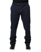 Santaniello Dark Blue Mid Waist Skinny Chino Trouser Pants