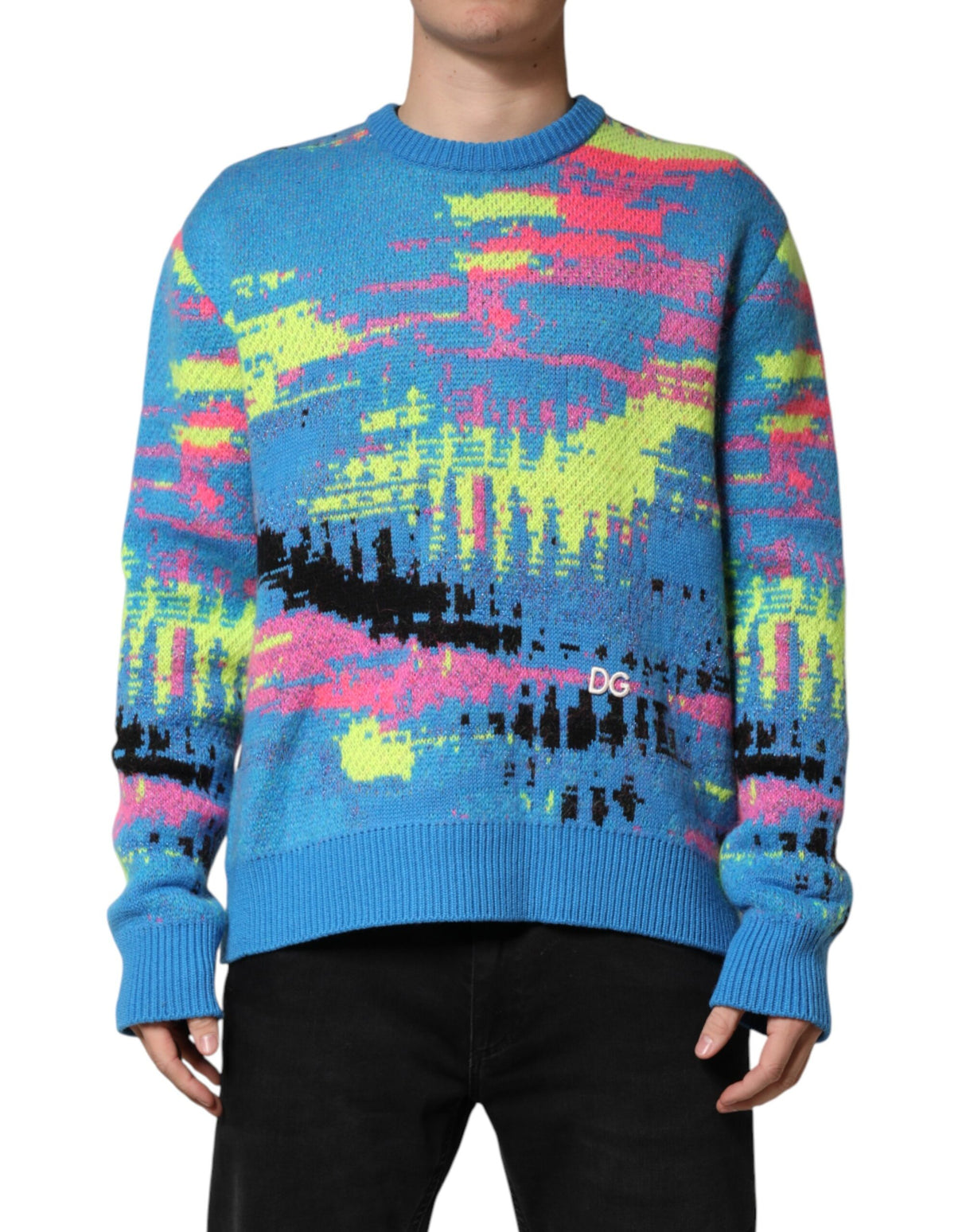 Dolce & Gabbana Multicolor Men Crew Neck Pullover Sweater