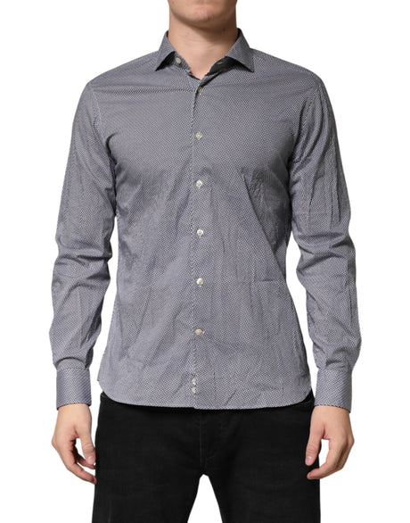 Domenico Tagliente Gray Patterned Long Sleeves Dress Shirt