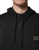 Dolce & Gabbana Black Full Zip Hooded Men Sweatshirt Sweater