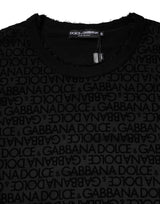 Dolce & Gabbana Black Monogram Crew Neck Sweatshirt Sweater