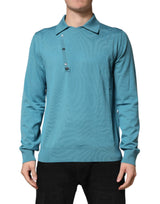 Dolce & Gabbana Teal Wool Collared Polo Pullover Sweater