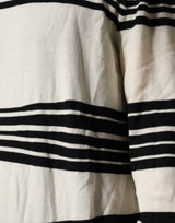 Dolce & Gabbana Black White Stripe CrewNeck Pullover Sweater