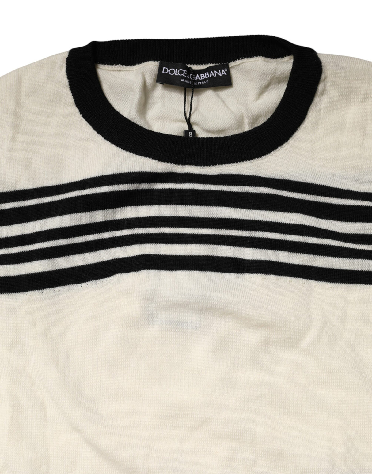 Dolce & Gabbana Black White Stripe CrewNeck Pullover Sweater