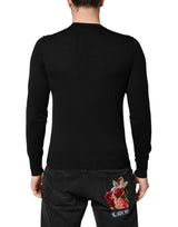 Dolce & Gabbana Black Crest Wool Crew Neck Pullover  Sweater