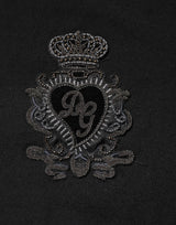 Dolce & Gabbana Black Crest Wool Crew Neck Pullover  Sweater